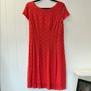 Ronni Nicole Red Lace Midi Dress